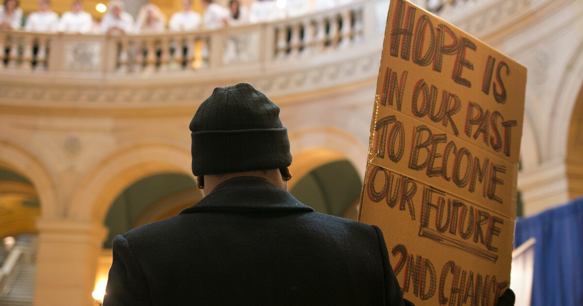 Man protesting at MN State Capitol