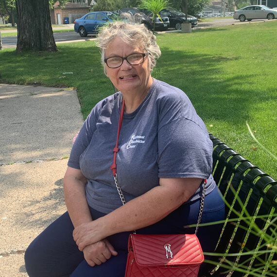 woman sitting on a bench