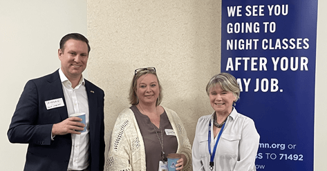 GESMN Board Member Morgan Truscott with GESMN Workforce Development Director Julie Danda and Chief Philanthropy Officer Mary Jones