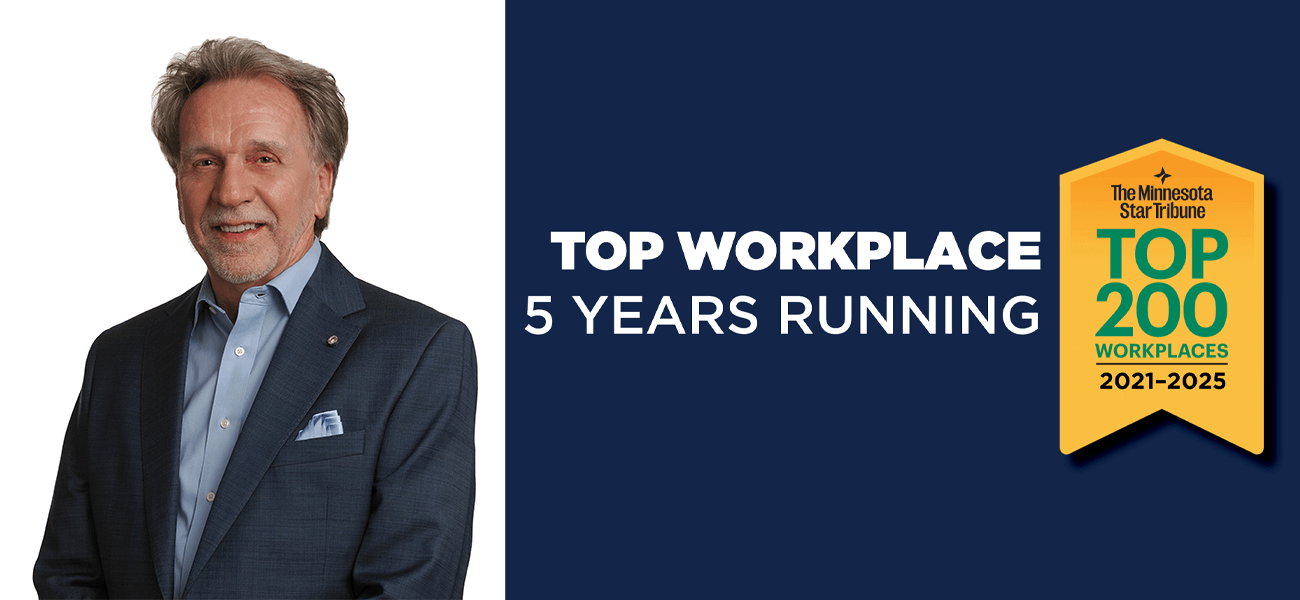 On the left is GESMN President and CEO, Michael Wirth-Davis. On the right says, "Top Workplace 5 Years Running" with the Minnesota Star Tribune Top 200 Workplaces 2021-2025