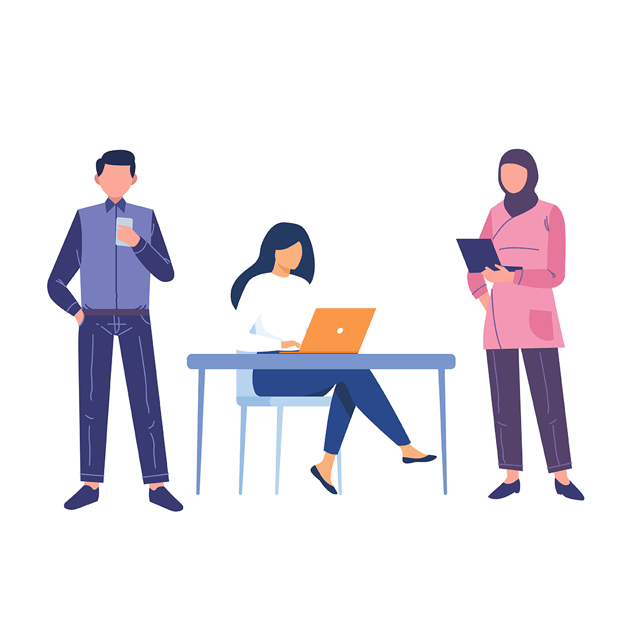 people on different devices